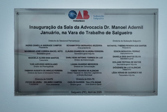 Inaugura&ccedil;&atilde;o de sala da advocacia no f&oacute;rum do trabalho de Sagueiro