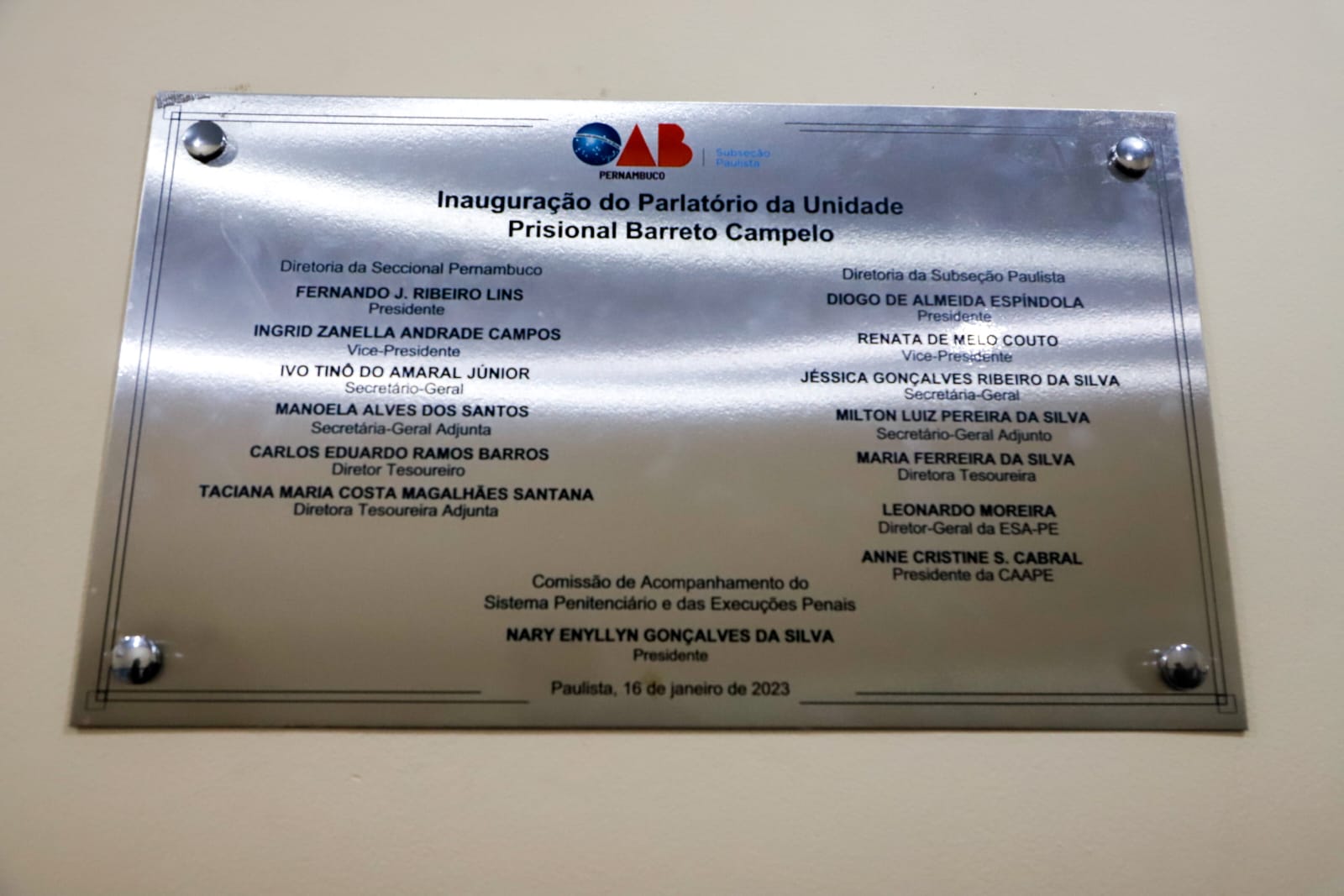 OAB-PE inaugura parlat&oacute;rio na Penitenci&aacute;ria Professor Barreto Campelo, em Itamarac&aacute;