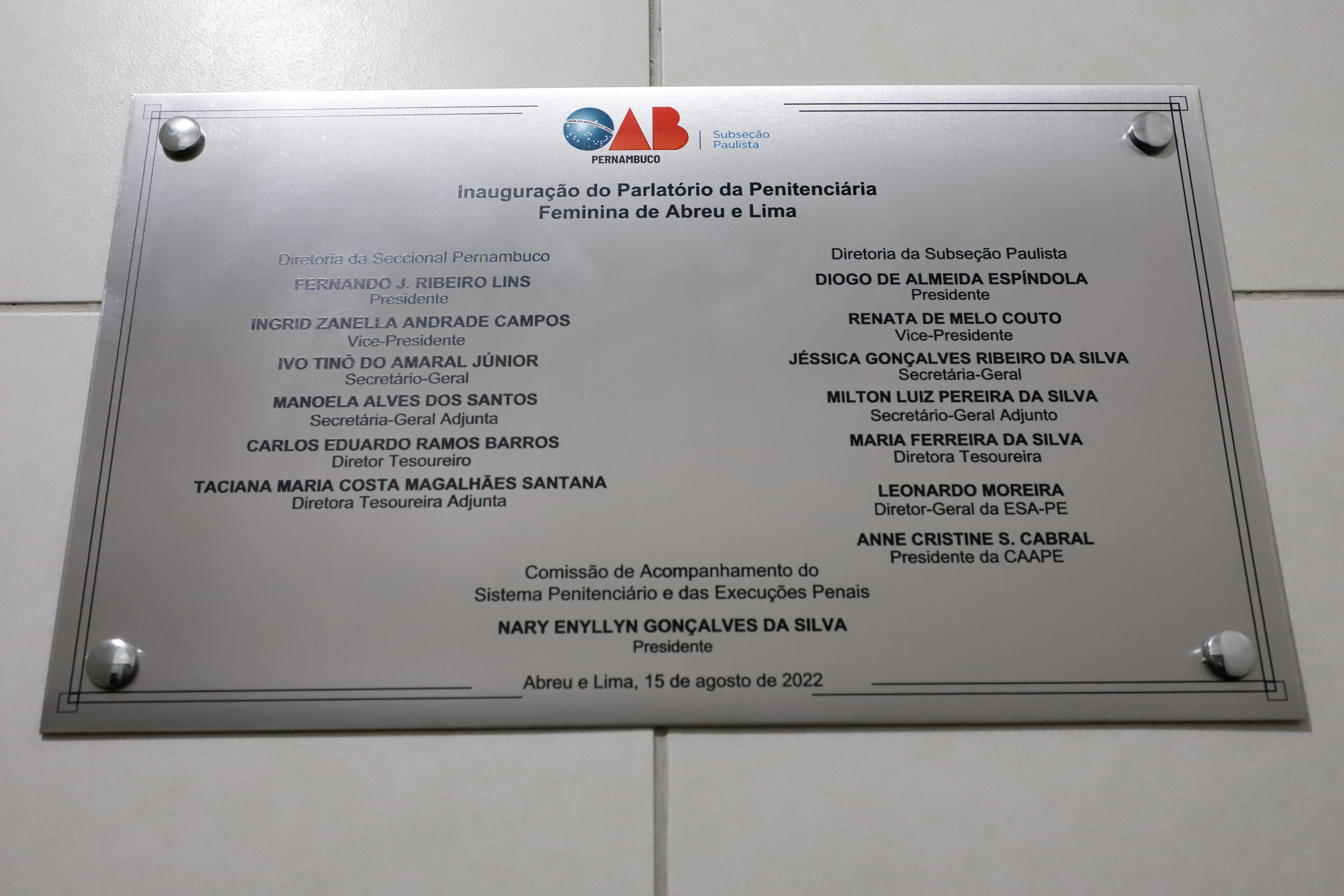 Inaugura&ccedil;&atilde;o do Parlat&oacute;rio da Col&ocirc;nia Prisional Feminina de Abreu e Lima (CPFAL)