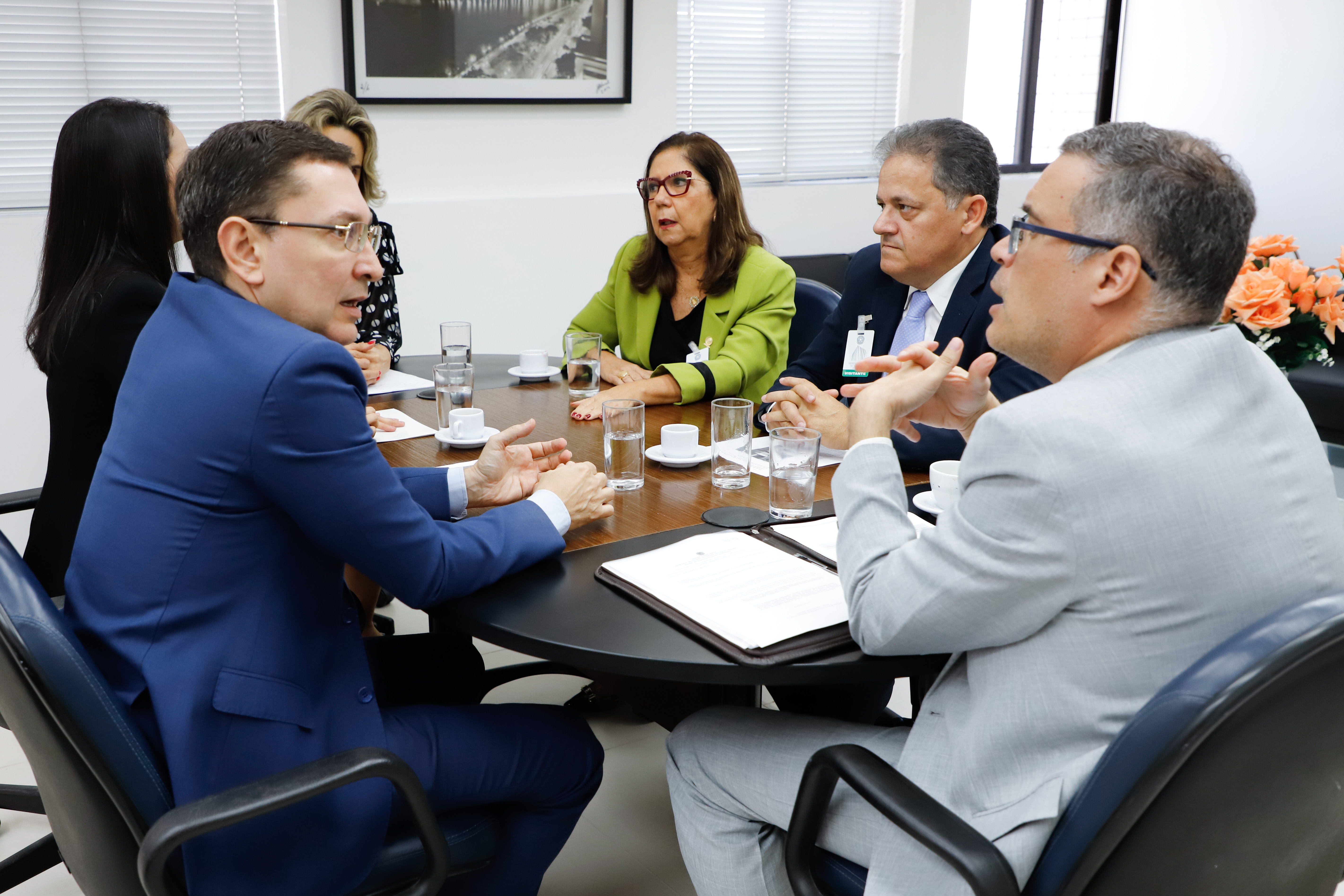 A Vice-presidente da OAB-PE Ingrid Zanella em reuni&atilde;o com a presidente em exerc&iacute;cio do TRT6 Nise Pedroso Lins