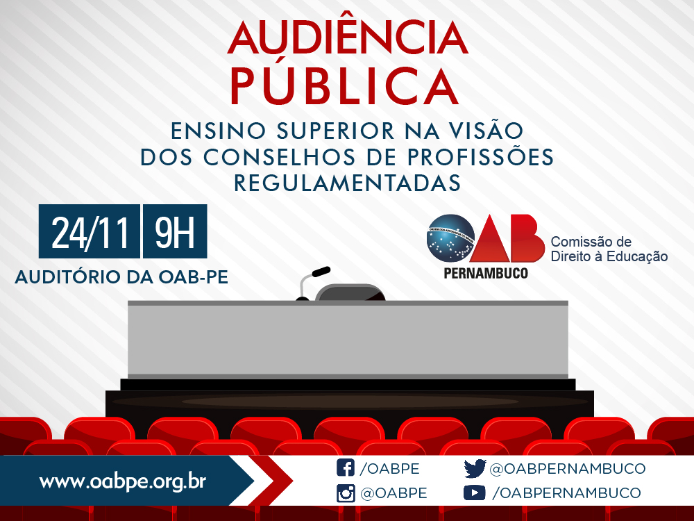 OAB-PE promove audiência pública para debater ensino superior com conselhos de profissões regulamentadas