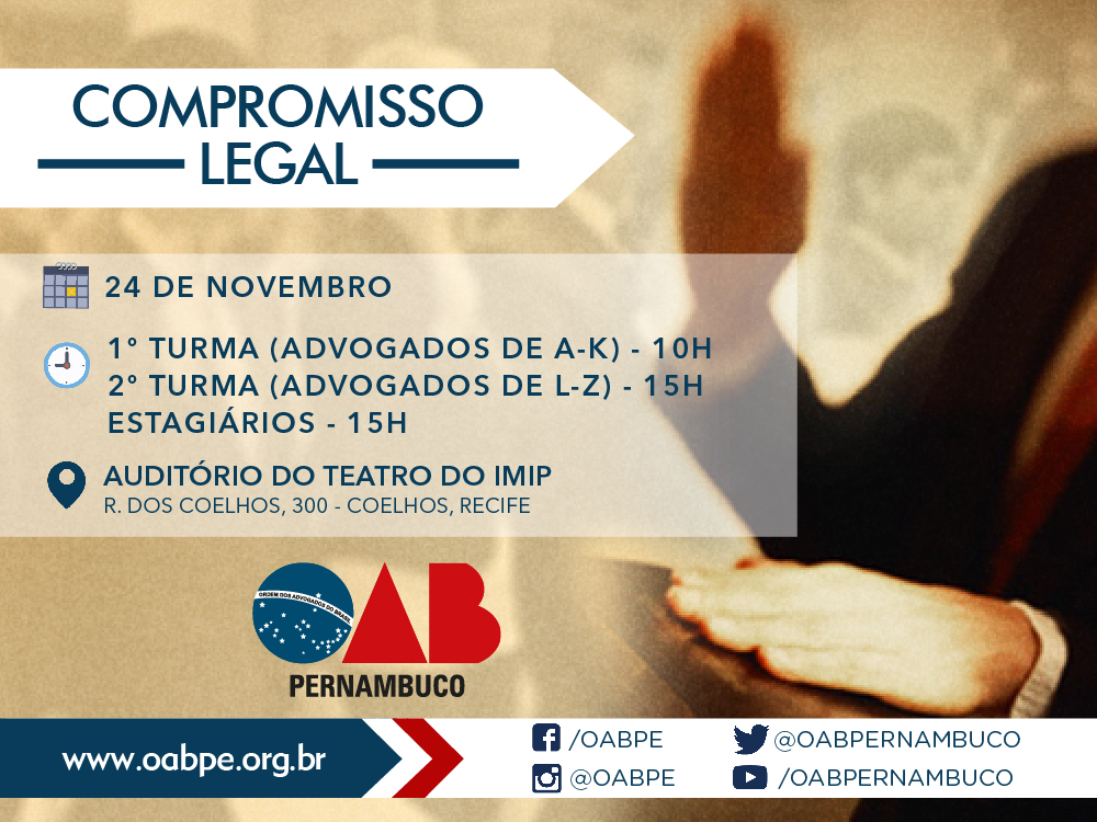 Novos advogadas e advogadas da OAB-PE participarão do Compromisso Legal desta sexta (24)