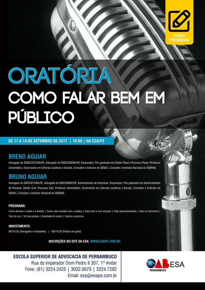 ESA-PE realiza curso de orat&oacute;ria a partir desta segunda (11)