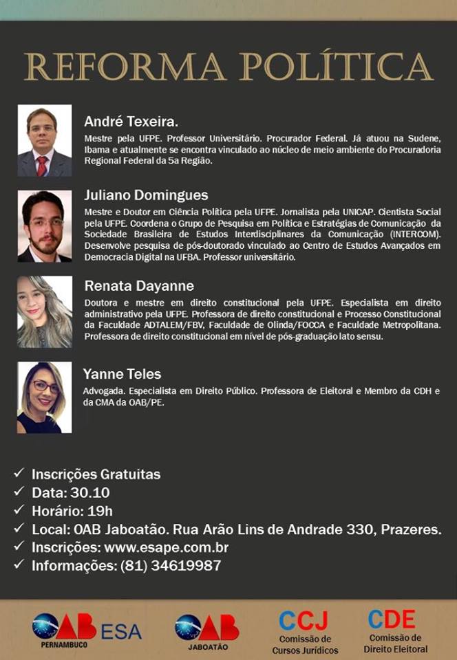 Palestra Reforma Pol&iacute;tica - em Jaboat&atilde;o dos Guararapes
