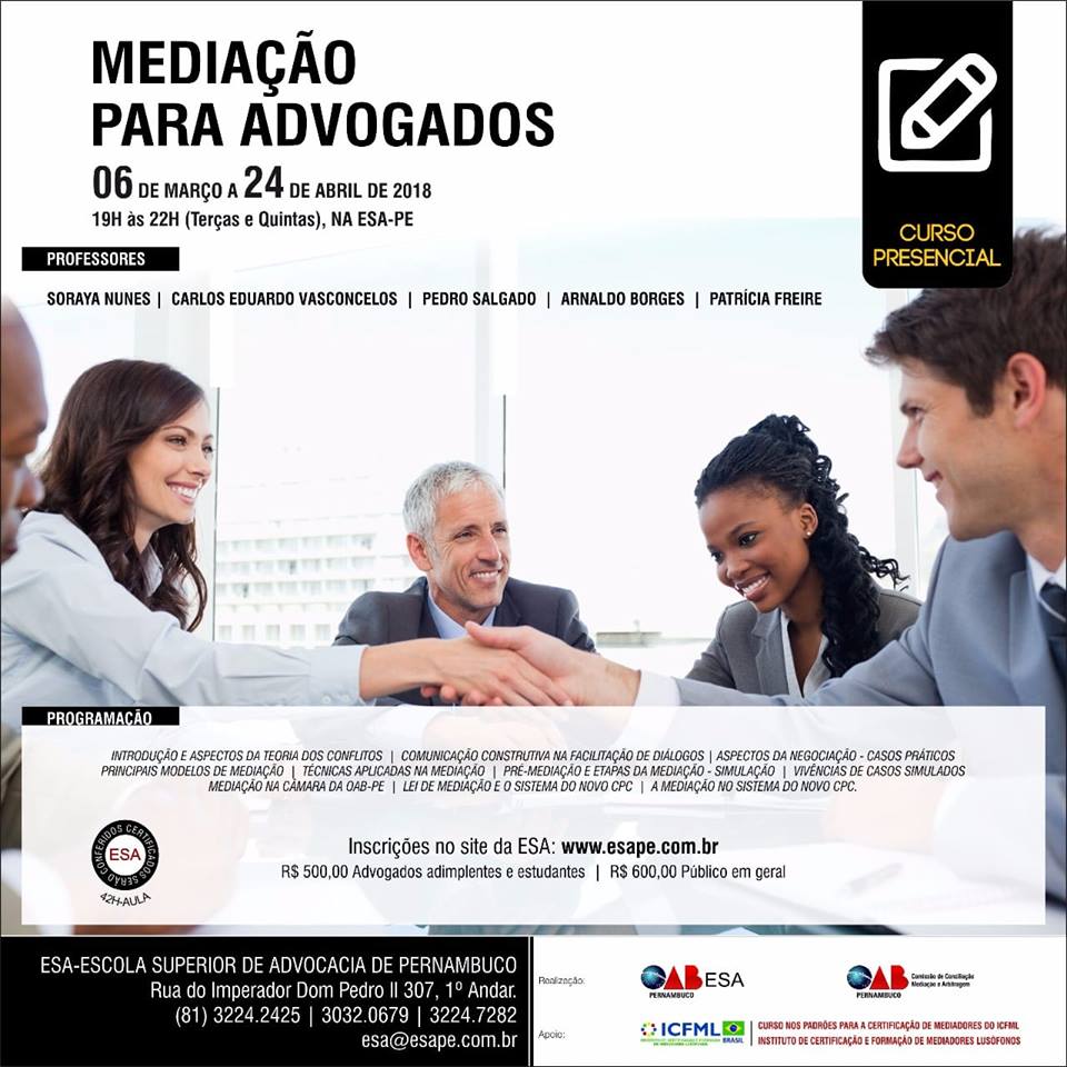 Curso Media&ccedil;&atilde;o para Advogados - no Recife