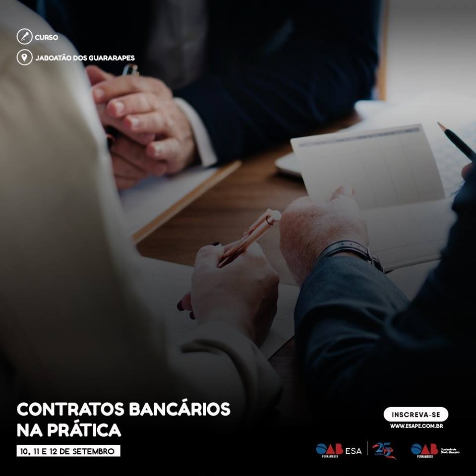Curso Contratos banc&aacute;rios na pr&aacute;tica - em Jaboat&atilde;o dos Guararapes