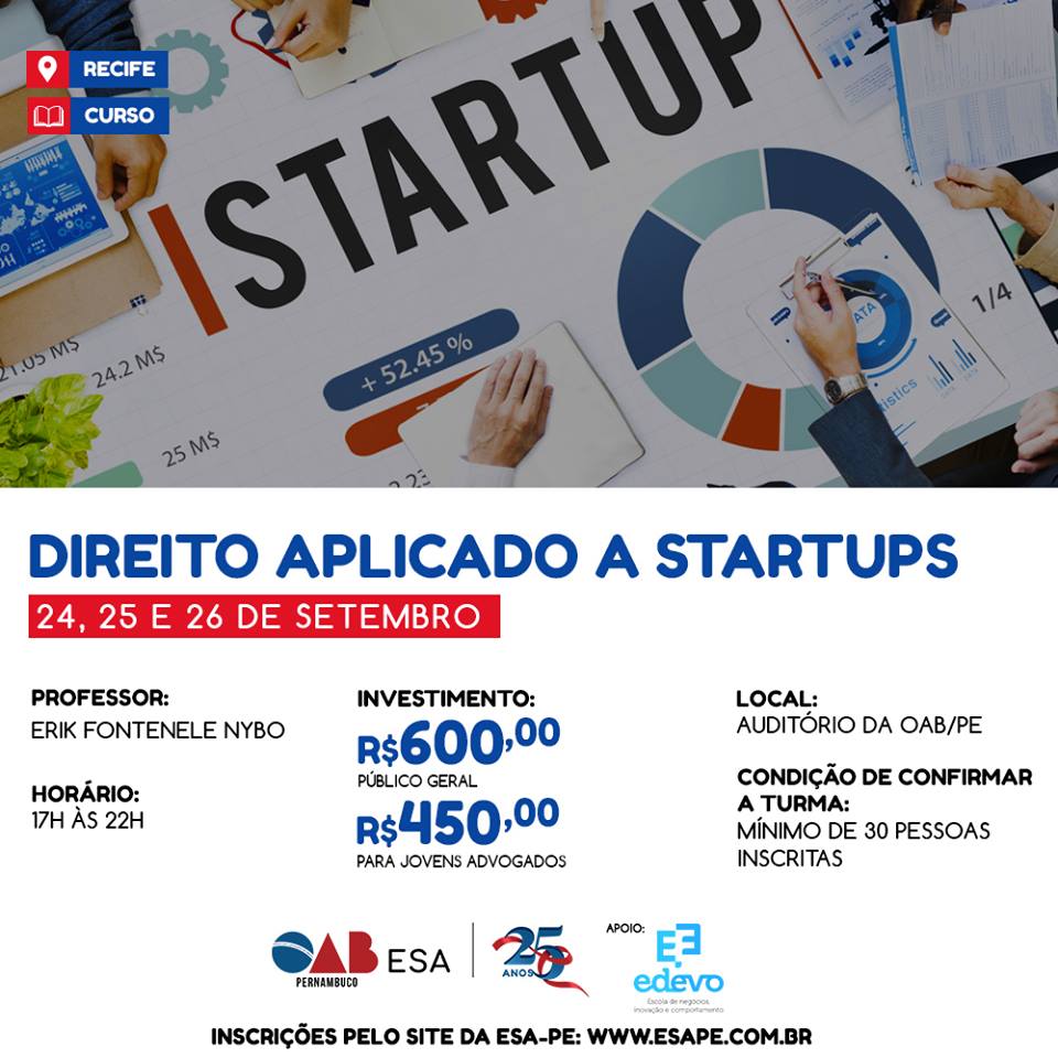 ESA-PE oferece curso Direito aplicado a startups