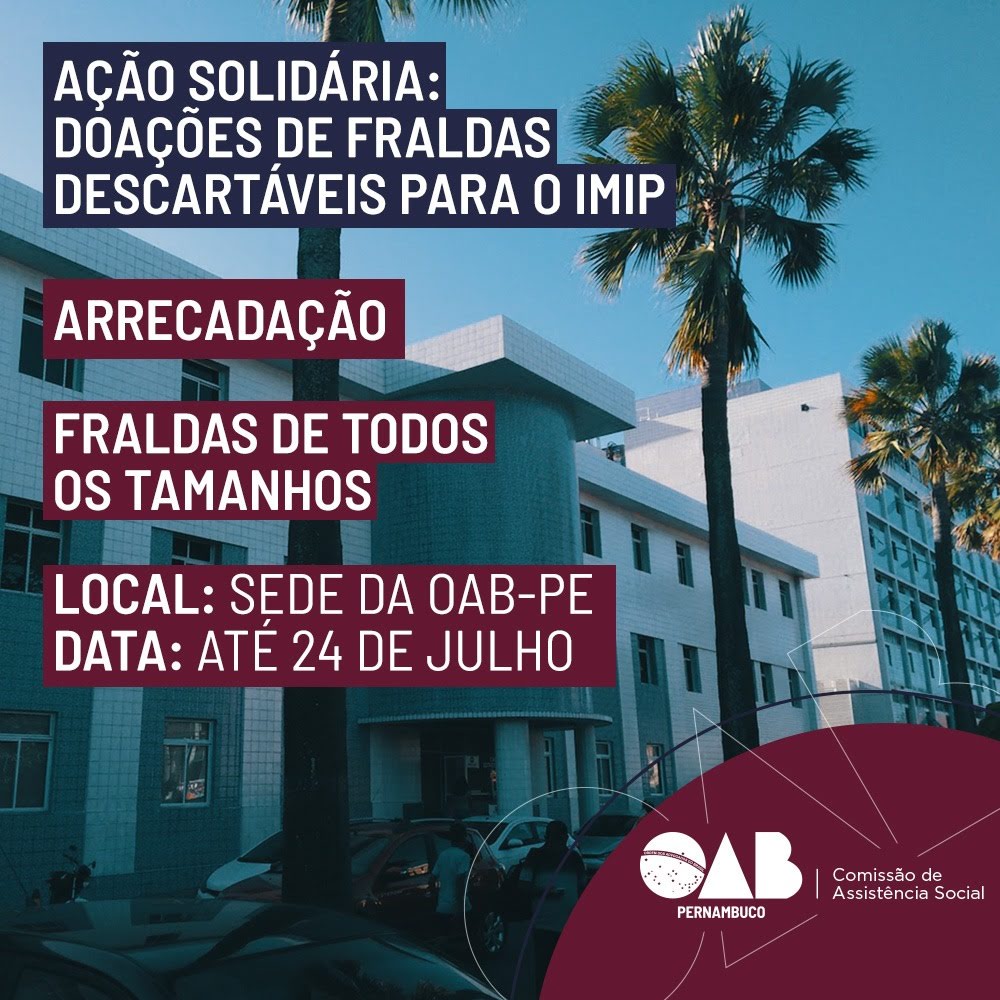 Comiss&atilde;o de Assist&ecirc;ncia Social faz campanha de arrecada&ccedil;&atilde;o de fraldas descart&aacute;veis para o IMIP