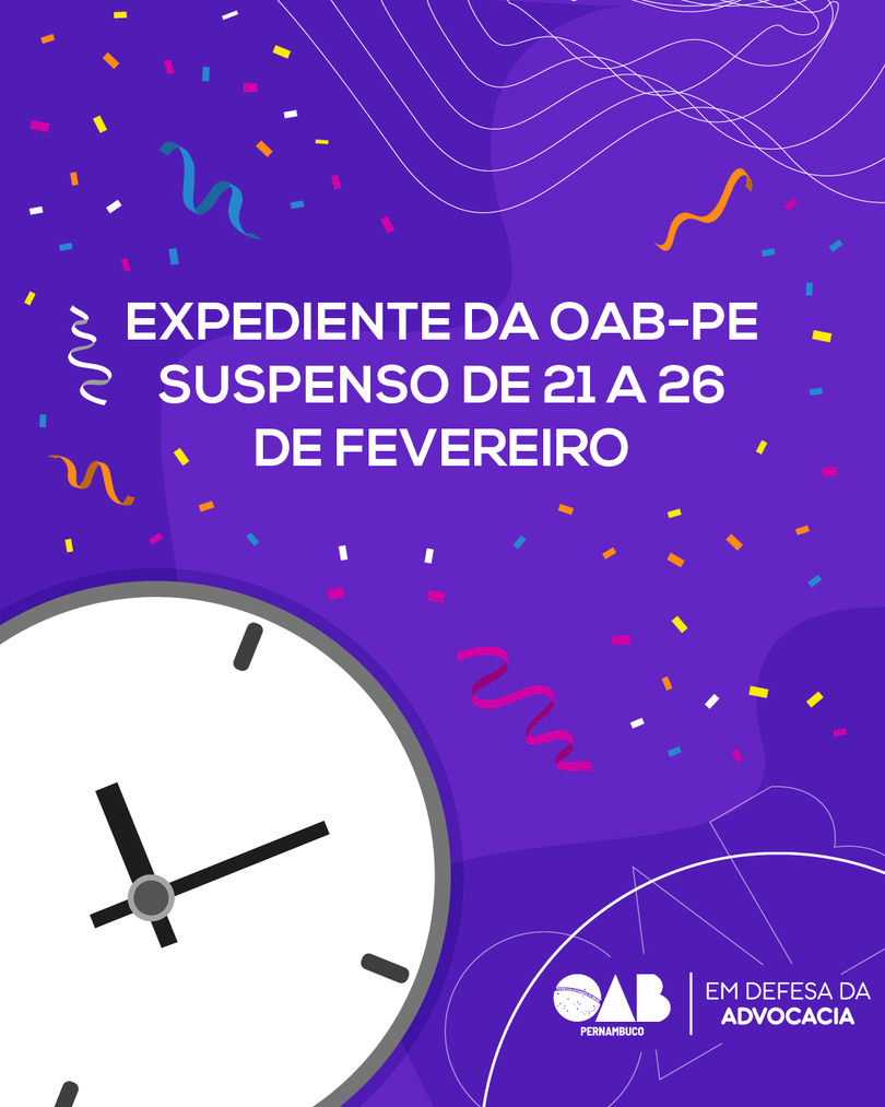Horário de funcionamento da OAB-PE no período de Carnaval