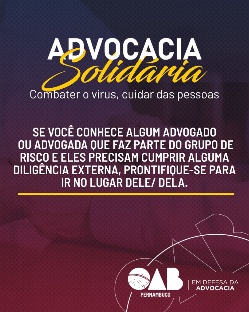 OAB-PE lan&ccedil;a campanha Advocacia Solid&aacute;ria