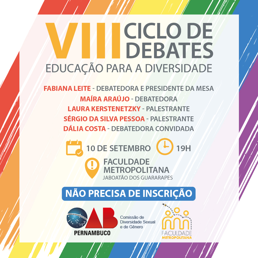 VIII Ciclo de debates sobre Educação para a Diversidade é realizado pela OAB-PE nesta segunda-feira (10)