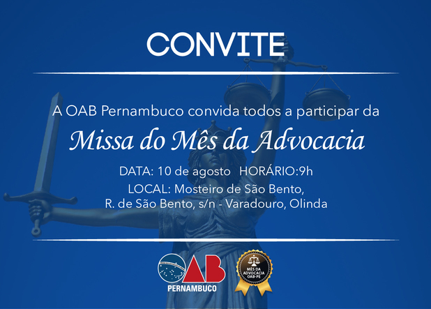 Missa do M&ecirc;s da Advocacia ser&aacute; nesta sexta (10), em Olinda