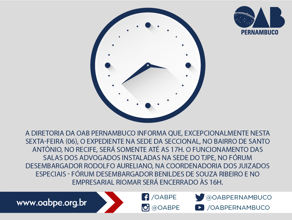 Expediente na sexta-feira - 06 de abril
