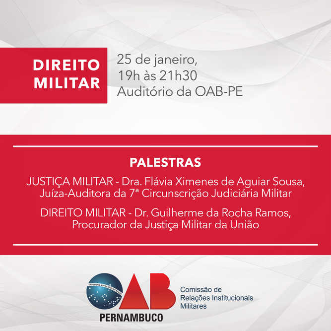 Direito Militar &eacute; tema de evento na OAB-PE