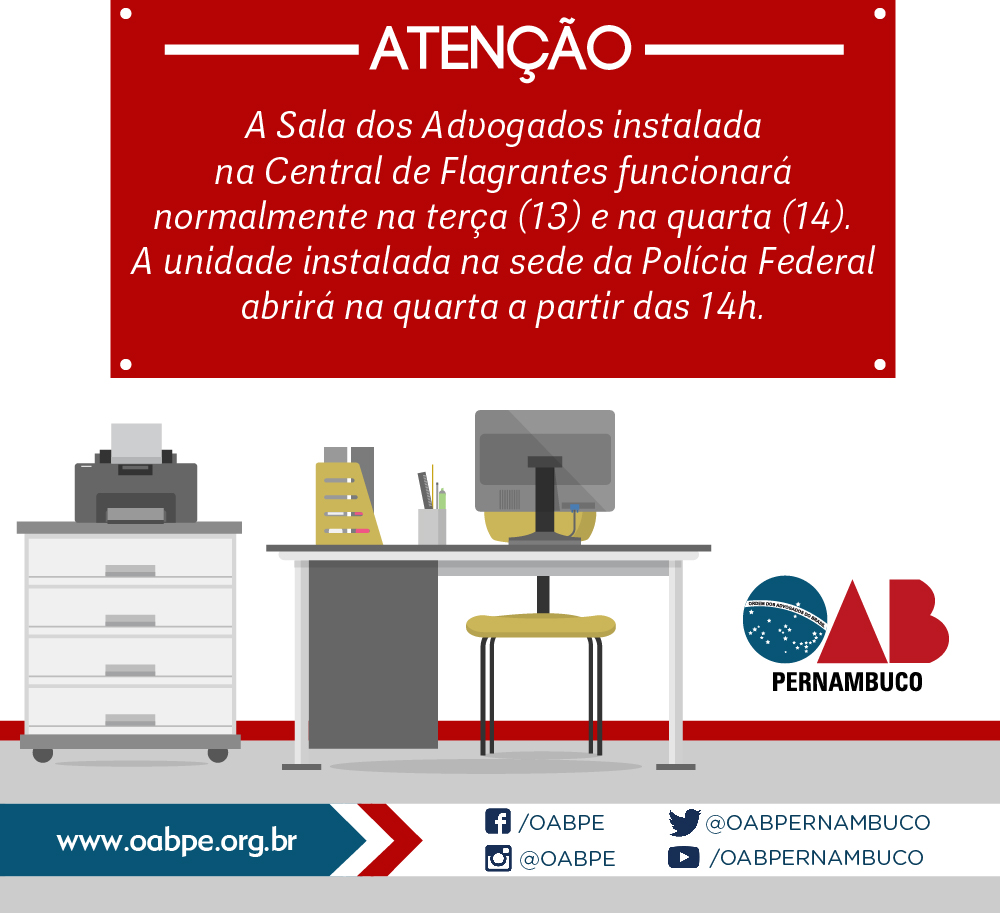 Salas dos Advogados da Central e Flagrantes e da sede da Pol&iacute;cia Federal com expediente diferenciado no Carnaval