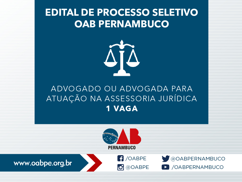 OAB-PE seleciona profissional da advocacia para atuação no Tribunal de Ética e Disciplina