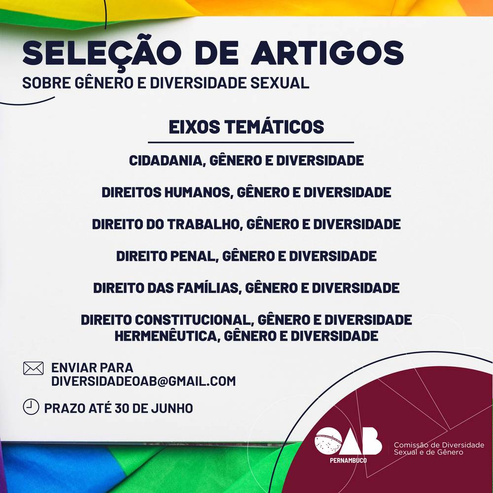Comissão de Diversidade Sexual e Gênero está com edital para seleção de ensaios e artigos