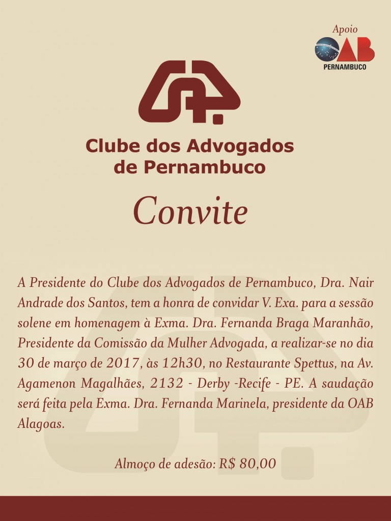 Convite Clube dos Advogados