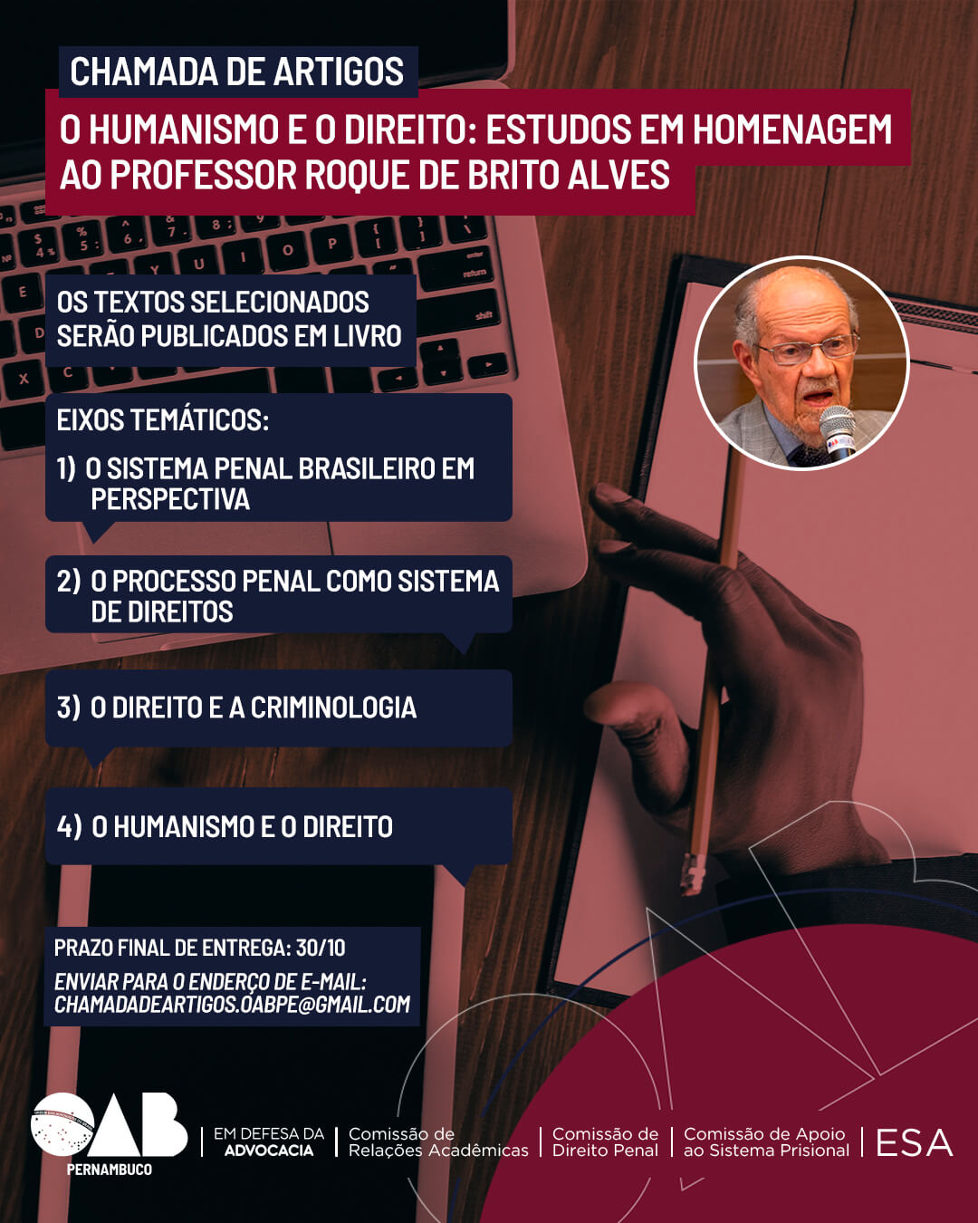 OAB-PE lança chamada de artigos em homenagem a Roque de Brito Alves