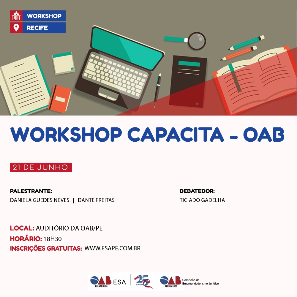 OAB-PE promove workshop Capacita OAB nesta quinta-feira (21)