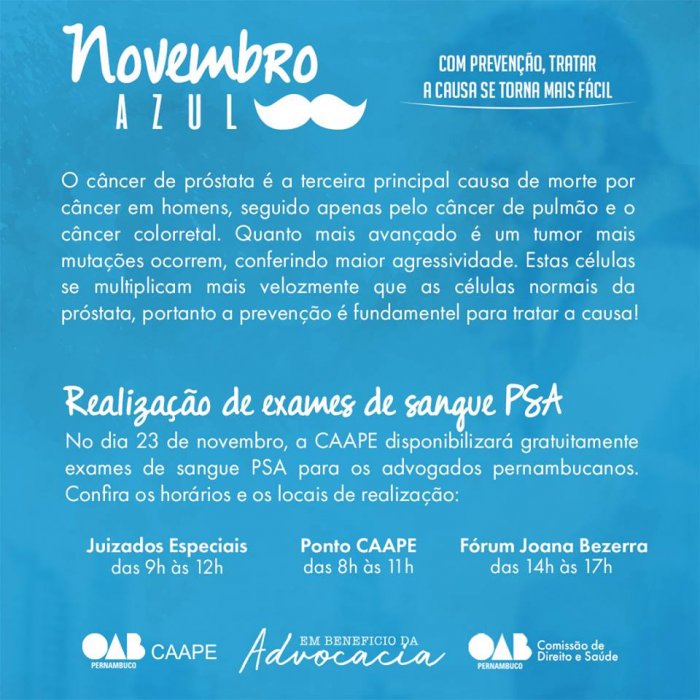 Exame gratuito de sangue pelo Novembro Azul - no Recife