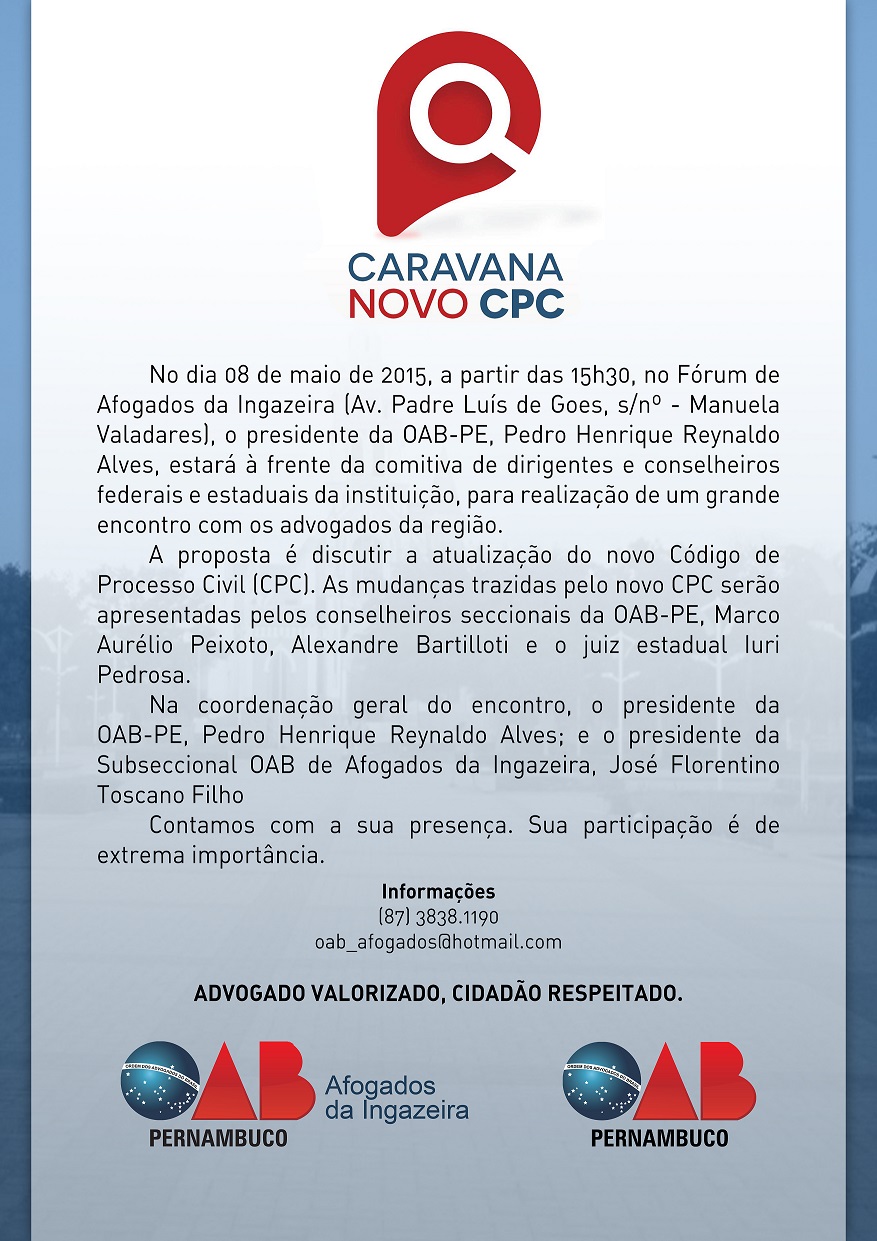 Caravana do Novo CPC em Afogados da Ingazeira, dia 08 de maio