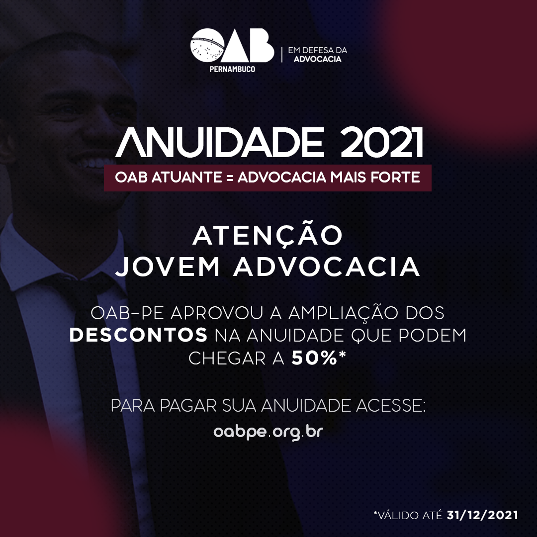 OAB-PE amplia descontos na anuidade para a jovem advocacia