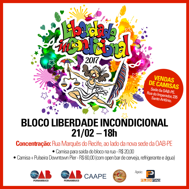 Camisas do bloco "Liberdade Incondicional" est&atilde;o &agrave; venda na OAB-PE