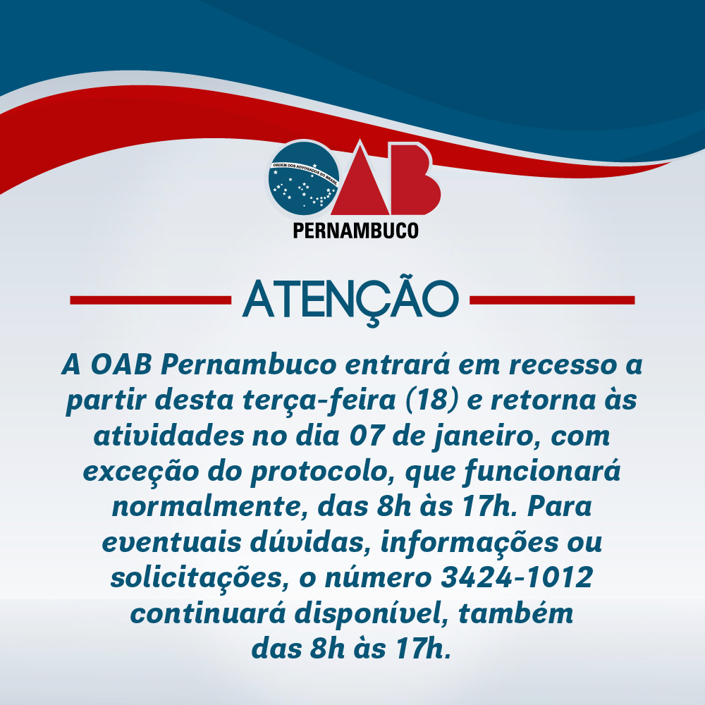 Recesso OAB Pernambuco