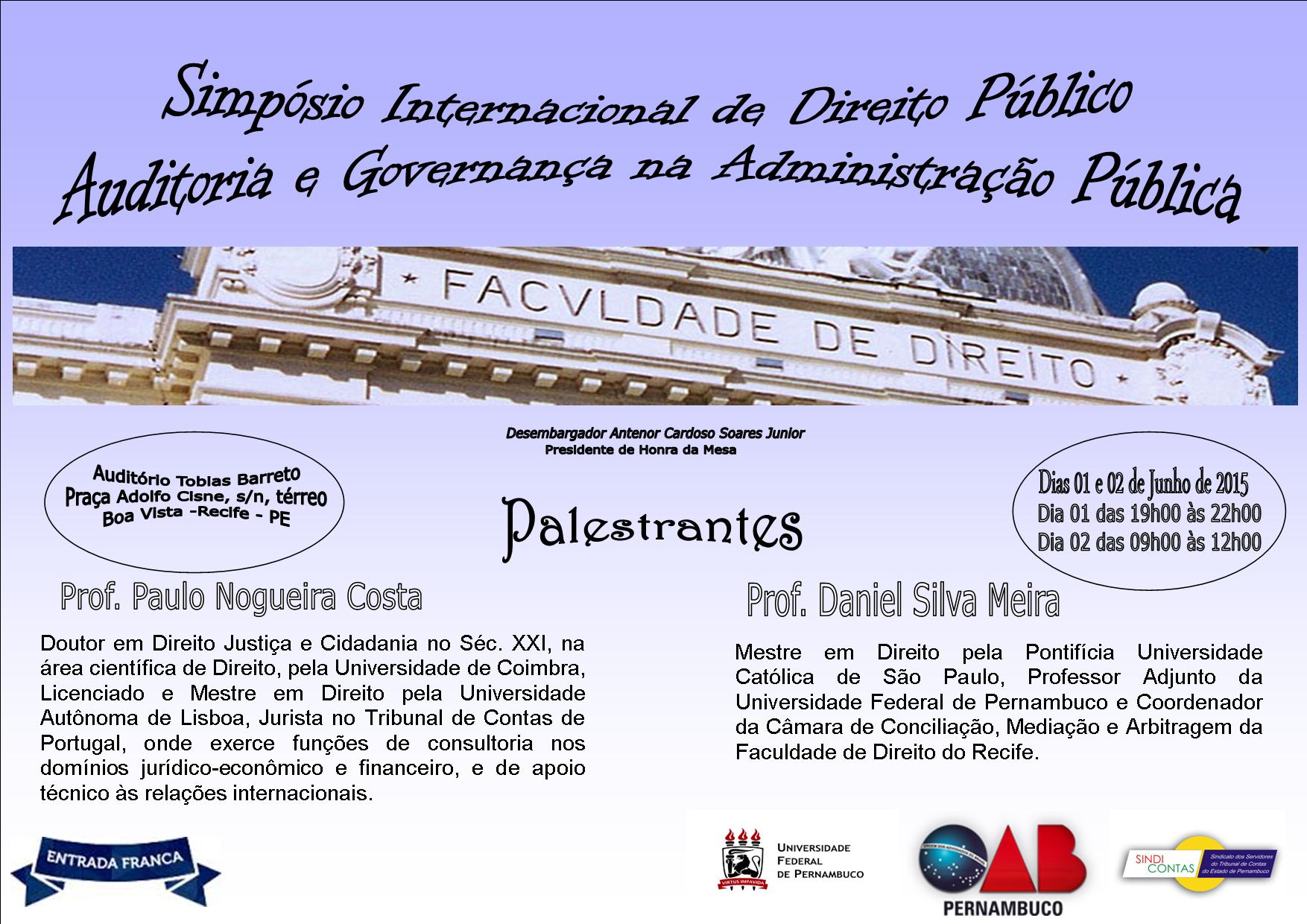 Simp&oacute;sio Internacional de Direito P&uacute;blico, dias 01 e 02 de junho
