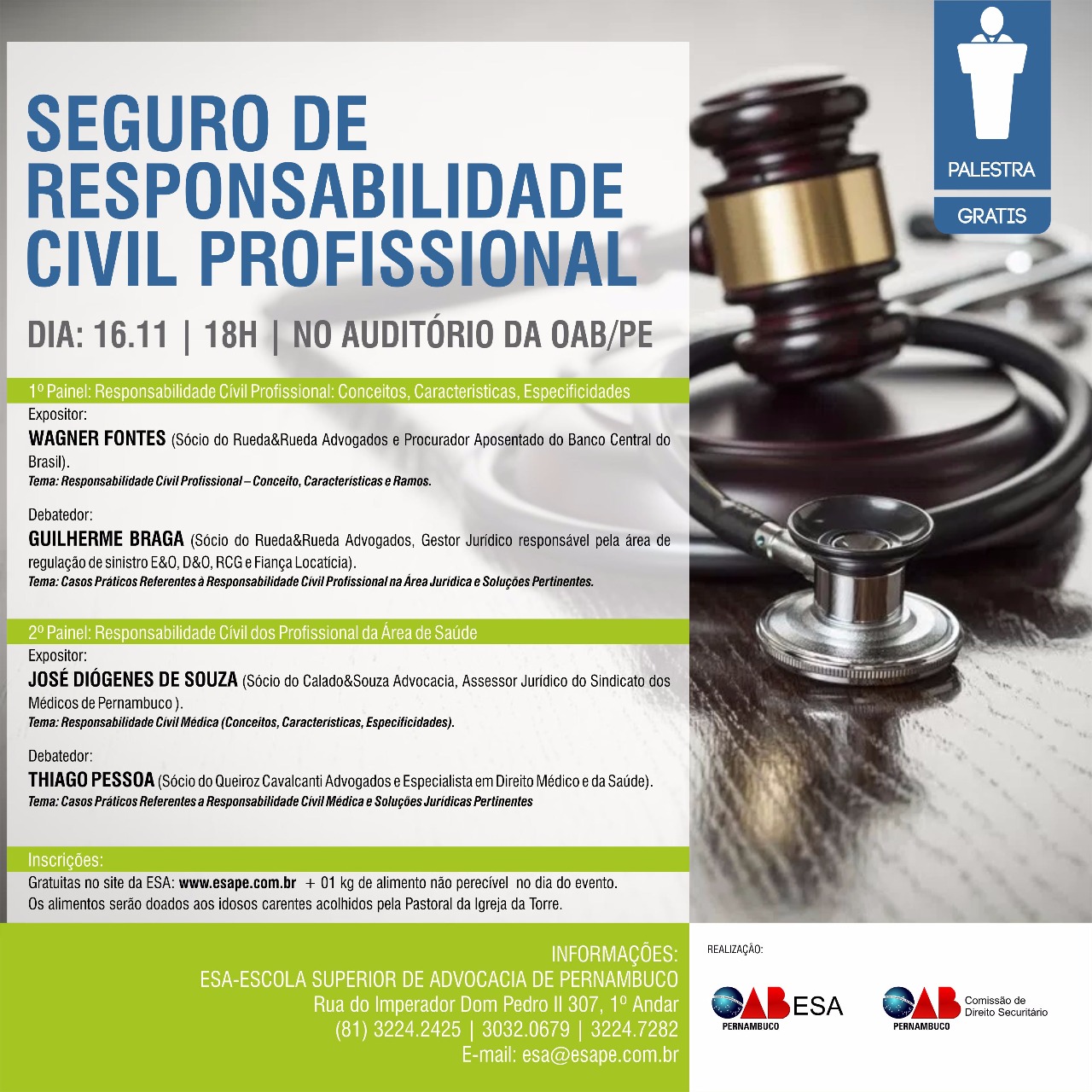 Palestra Seguro de Responsabilidade Civil Profissional - no Recife