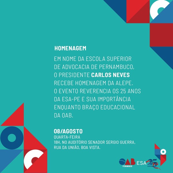 Homenagem da Alepe aos 25 anos da ESA-PE - no Recife