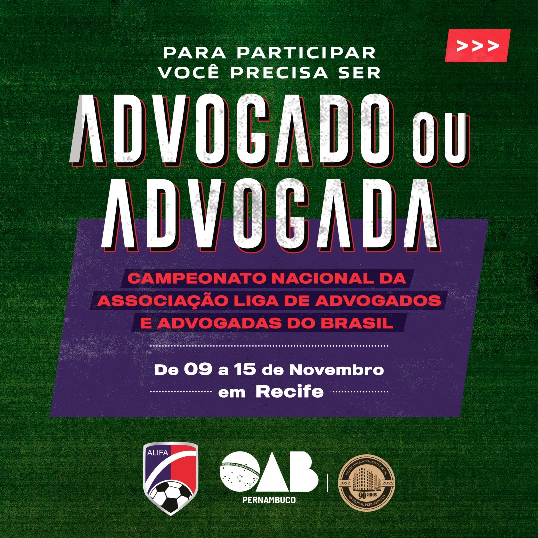 OAB Pernambuco recruta advogados e advogadas para campeonato nacional de futebol