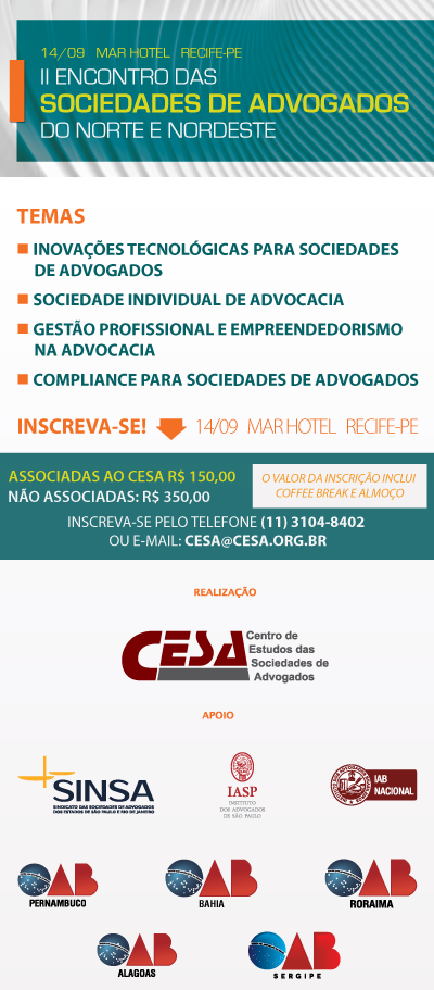 II Encontro de Sociedade de Advogados tem apoio da OAB-PE