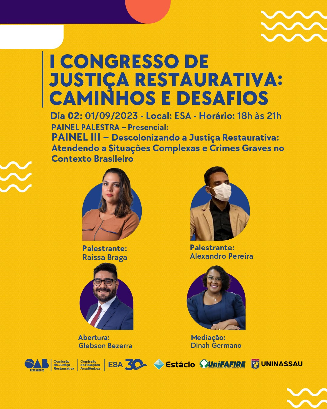 Prazo para chamada de submissão de resumos expandidos do I Congresso de Justiça Restaurativa da OAB-PE encerra na próxima terça-feira