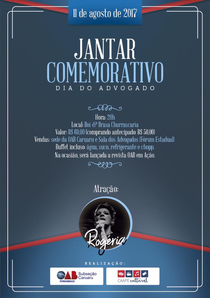 OAB Garanhuns &ndash; Jantar comemorativo pelo Dia do Advogado